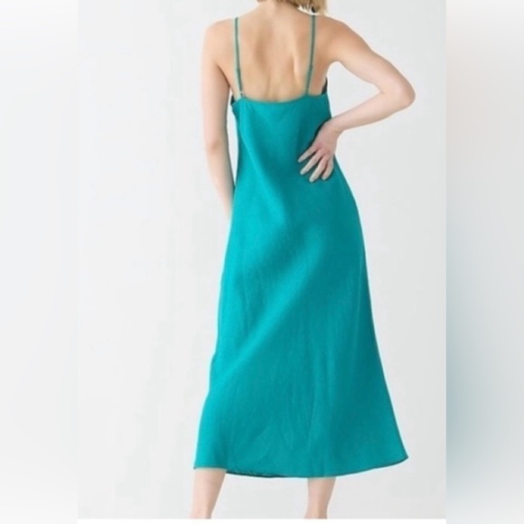 J. Crew Teal Slip linen blend Midi dress sz 10 - Picture 2 of 2